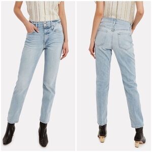 New Frame Heritage Le Sylvie Slender Straight Jeans High Rise Bianca Sz 31